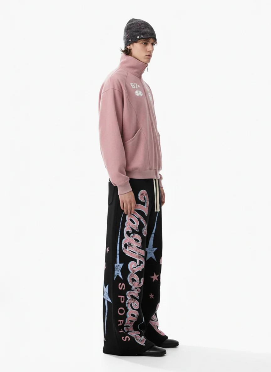 Retro Graphic Fleece-Lined Barrel Sweatpants - Image 5