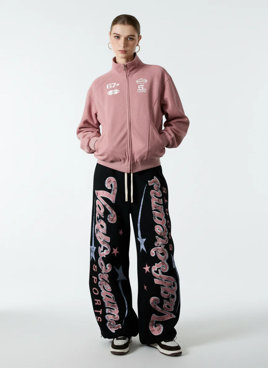Retro Graphic Fleece-Lined Barrel Sweatpants - Image 6