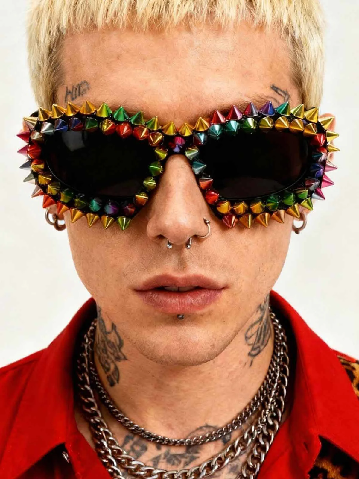 Retro High-Street Multicolor Spike Studded Sunglasses - Image 4