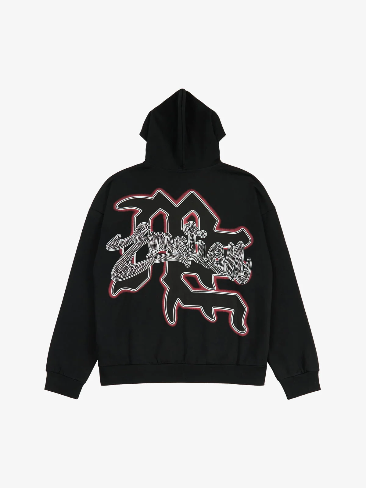 Retro Hip-Hop Cupid Rhinestone Zip Up Hoodie - Image 2