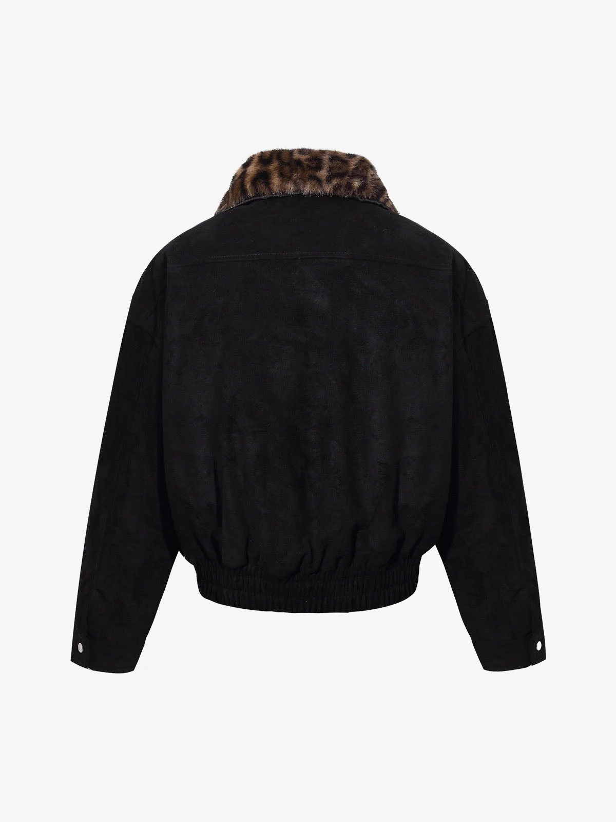 Retro Leopard Fur Collar Padded Bomber Jacket - Image 8