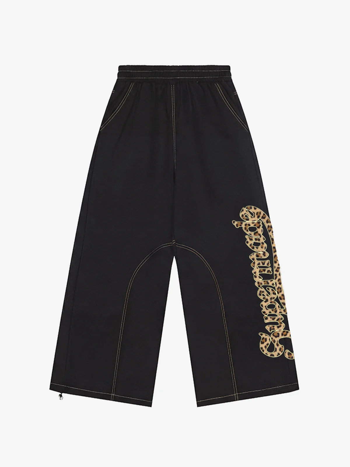 Retro Leopard Logo Wide-Leg Cropped Pants