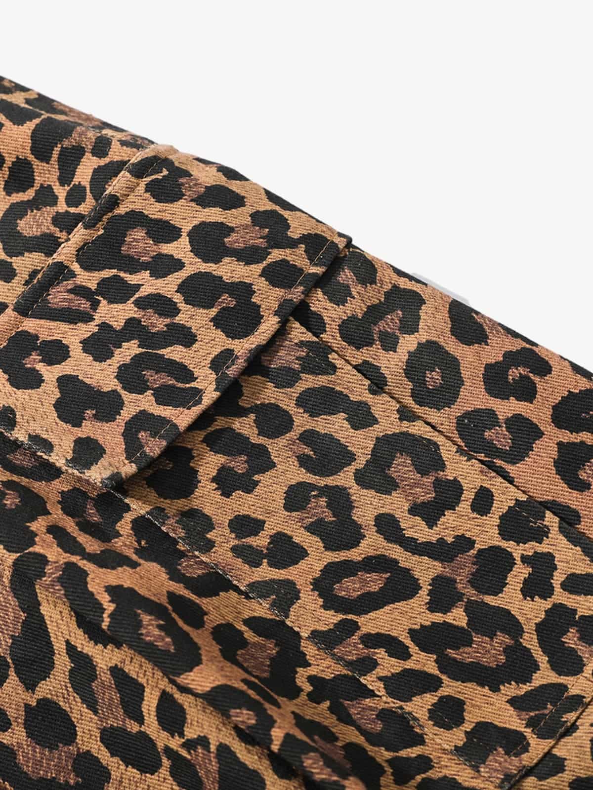 Retro Leopard Print Pleated Pocket Casual Pants - Image 5
