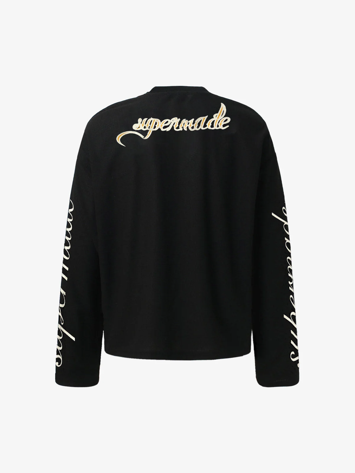 Retro Letter Print Waffle Simplicity Long-Sleeved T-Shirt - Image 10