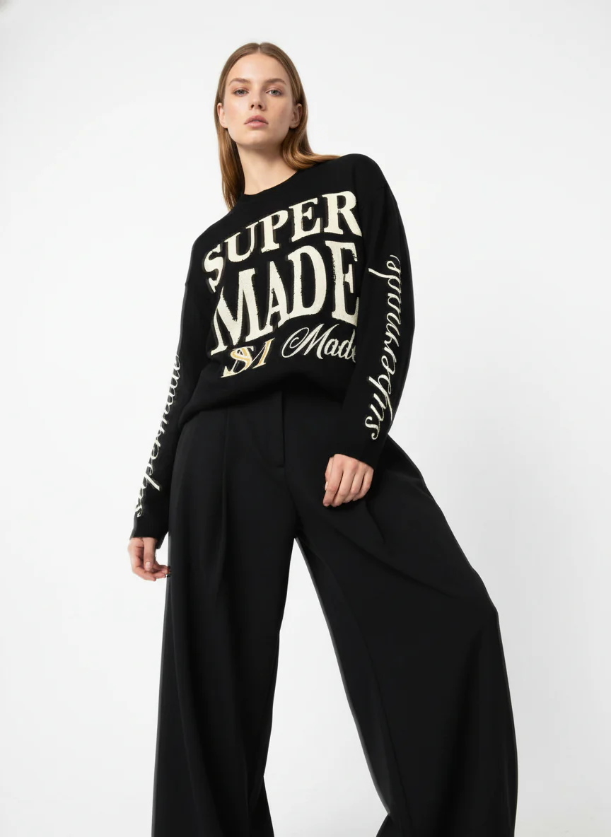 Retro Letter Print Waffle Simplicity Long-Sleeved T-Shirt - Image 7