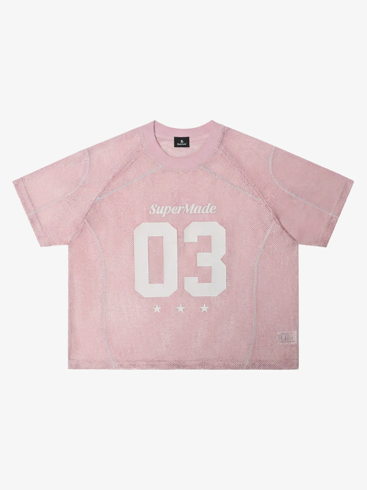 Retro Mesh Panel Number Print Contrast Stitch Jersey T-Shirt - Image 3