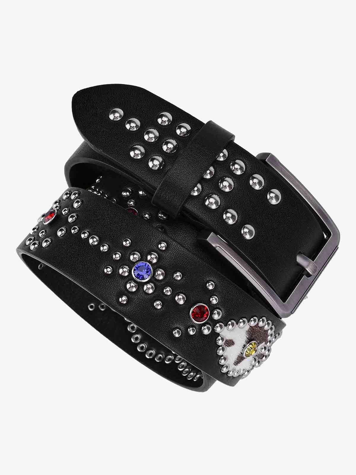 Retro Multicolor Gem Studded PU Belt - Image 2