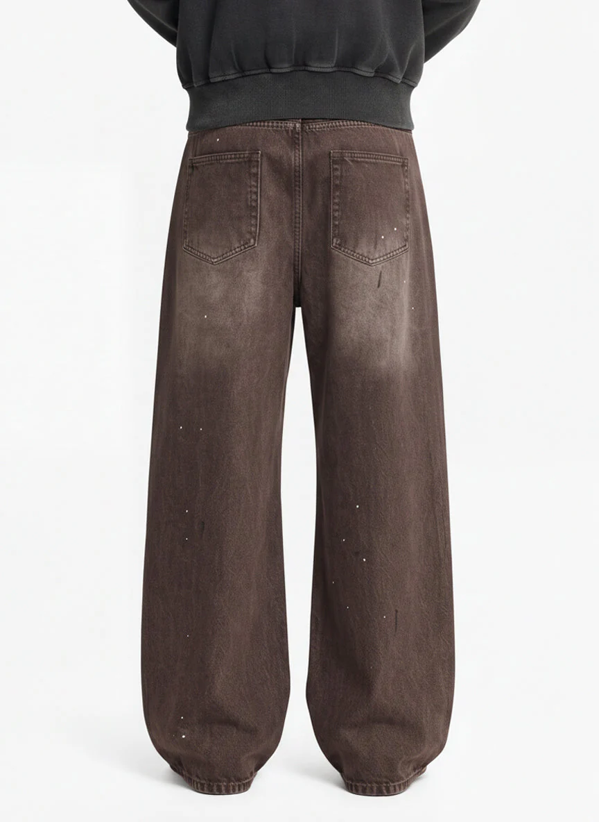 Retro Patchwork Washed Wide Leg Denim Jeans - Image 3