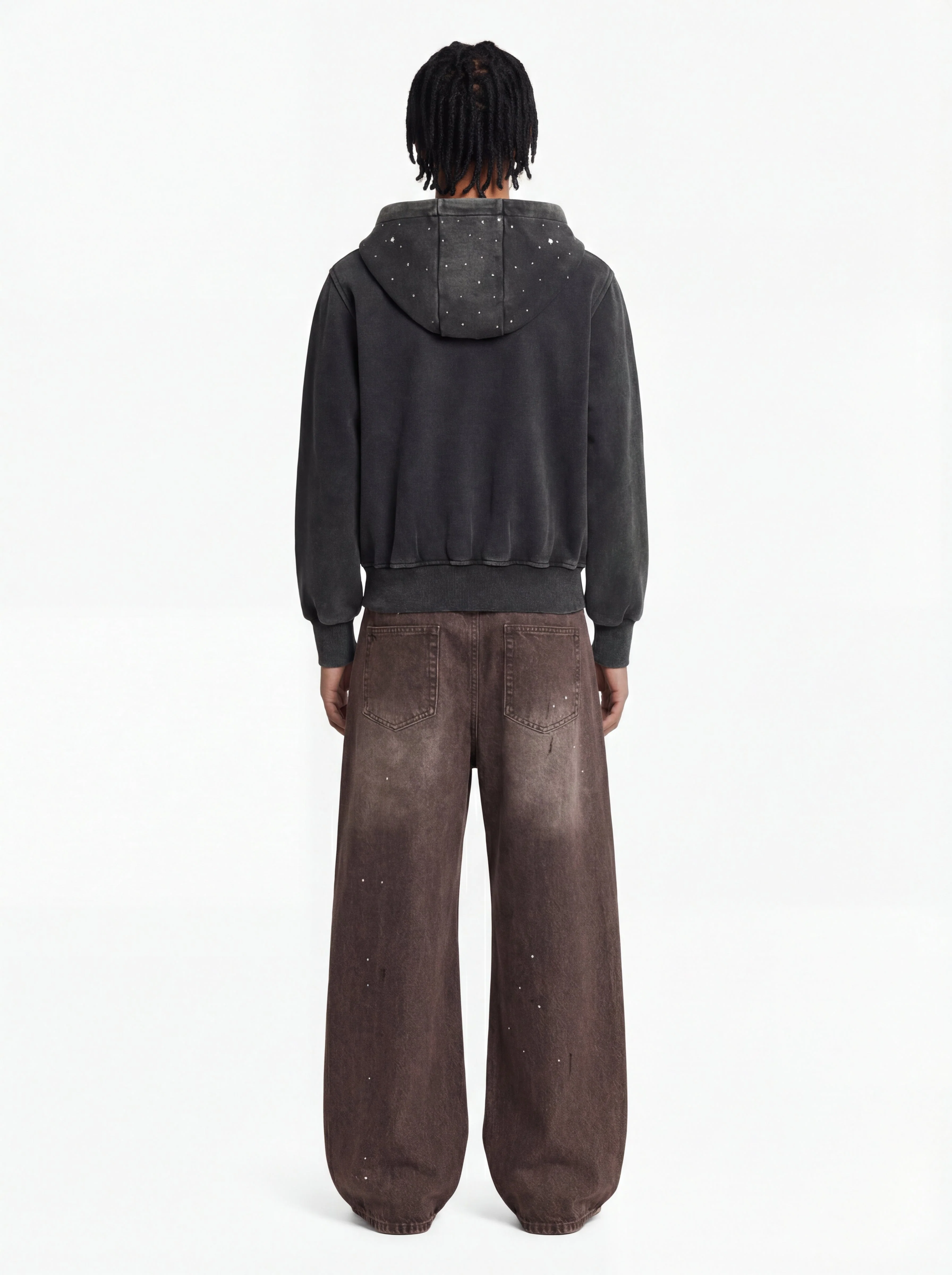 Retro Patchwork Washed Wide Leg Denim Jeans - Image 5