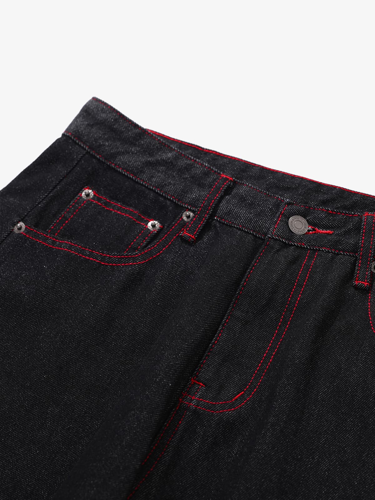 Retro Red Contrast Stitching Pocket Barrel Jeans - Image 11