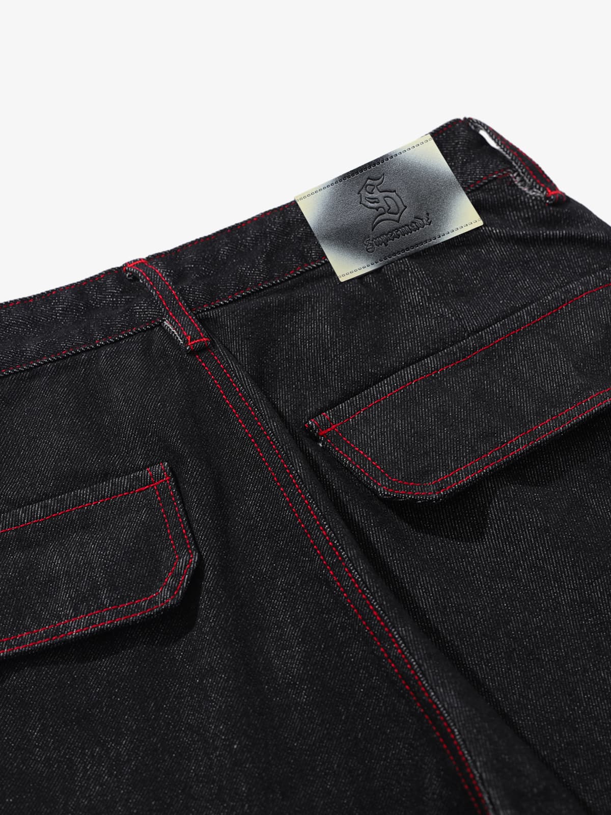 Retro Red Contrast Stitching Pocket Barrel Jeans - Image 12