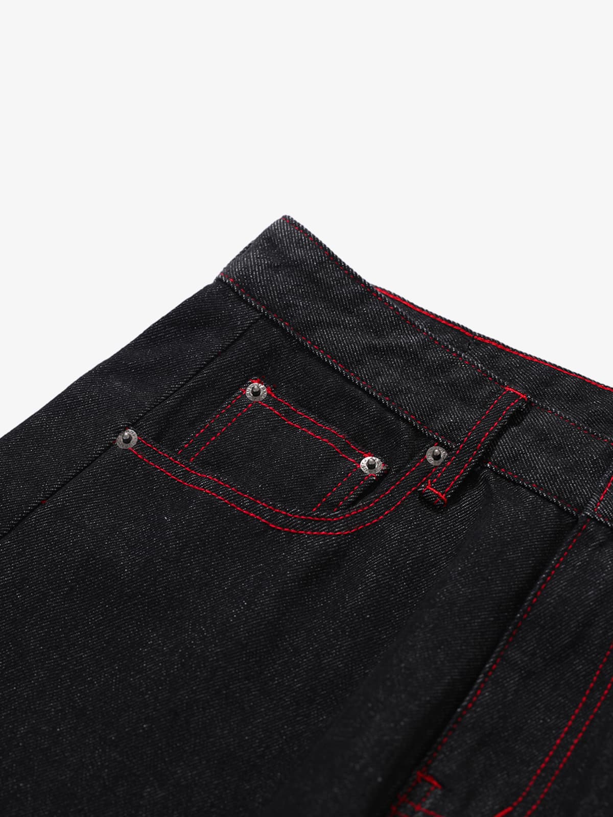 Retro Red Contrast Stitching Pocket Barrel Jeans - Image 13