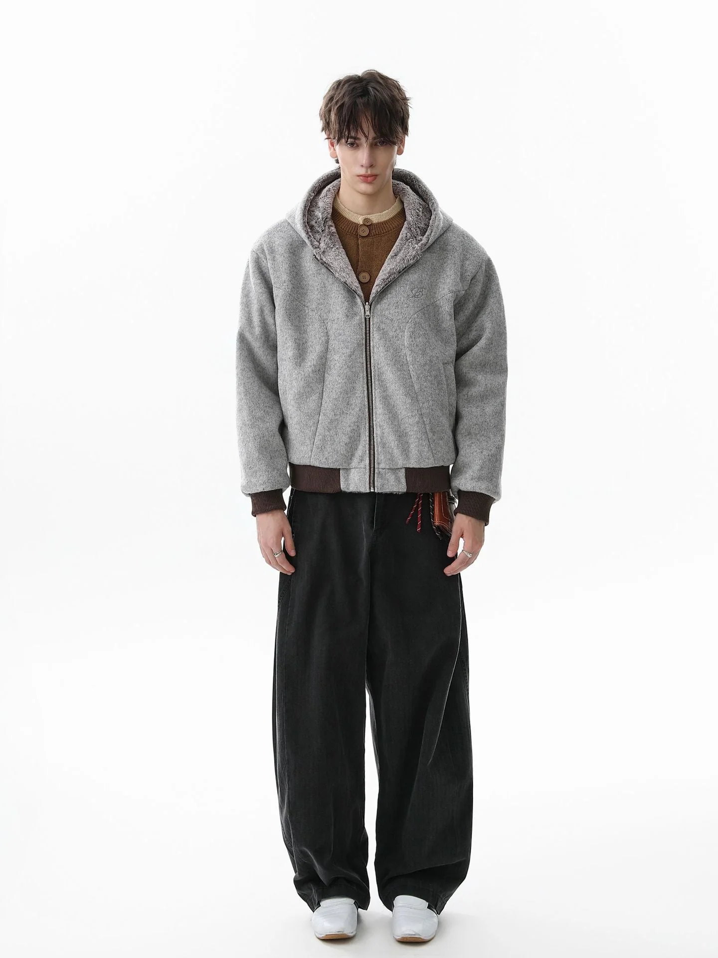 Retro Reversible Fleece Lined Zip-up Hooded Jacket - Image 8