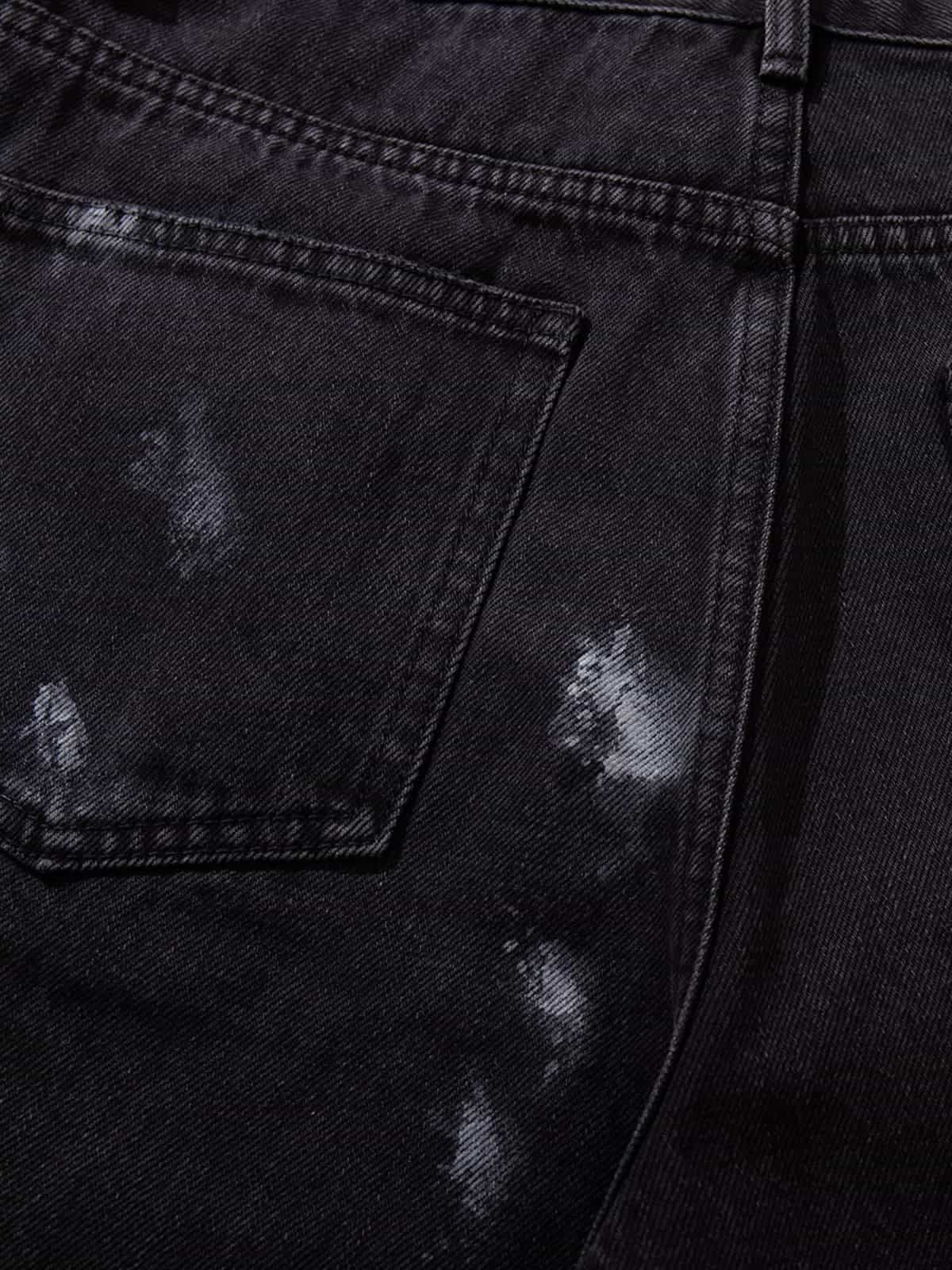 Retro Rhinestone Graffiti Washed Straight Jeans - Image 6