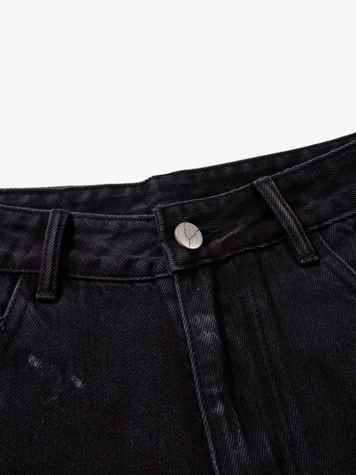 Retro Rhinestone Graffiti Washed Straight Jeans - Image 8