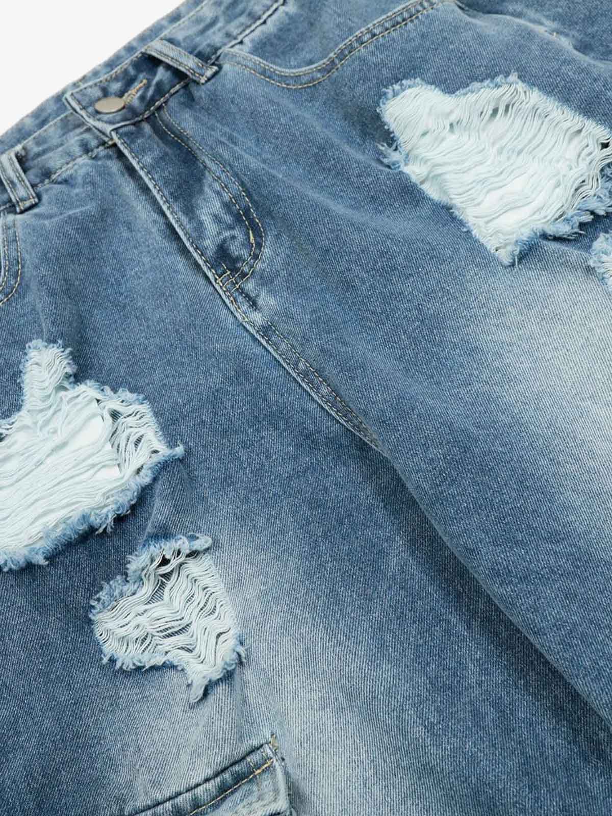 Retro Ripped Cargo Jeans - Image 7