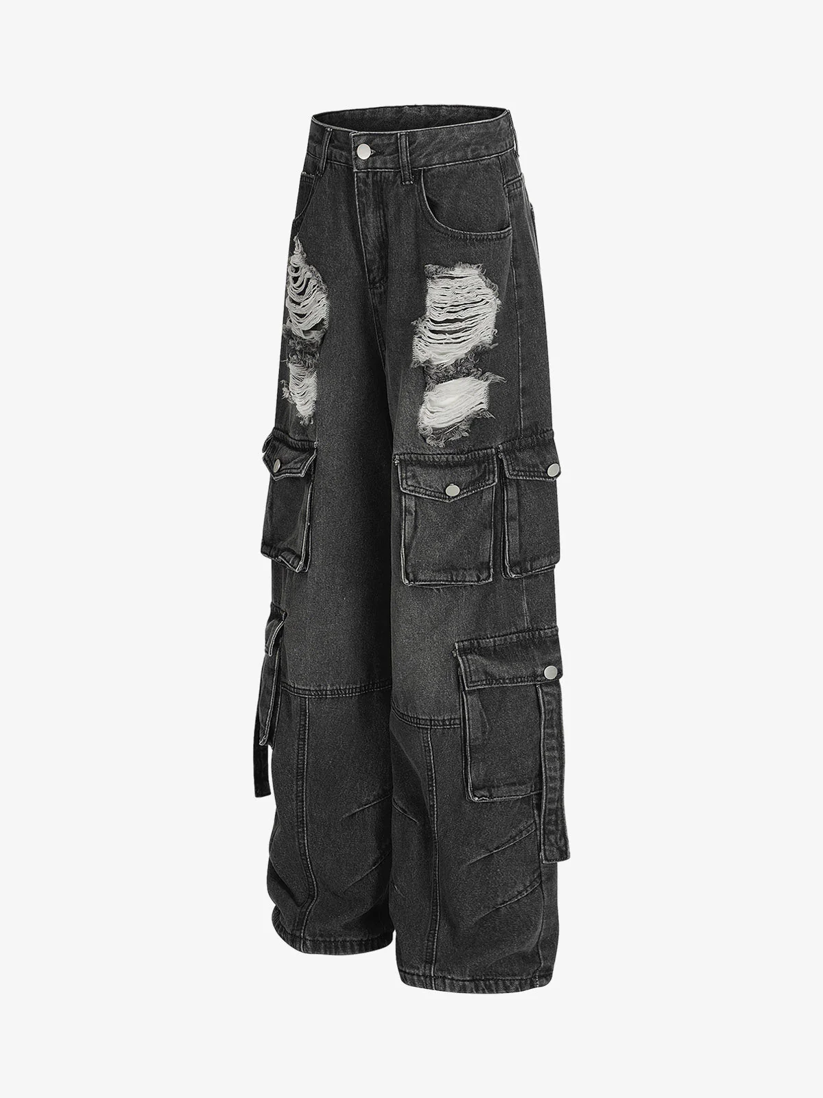 Retro Ripped Cargo Jeans - Image 9