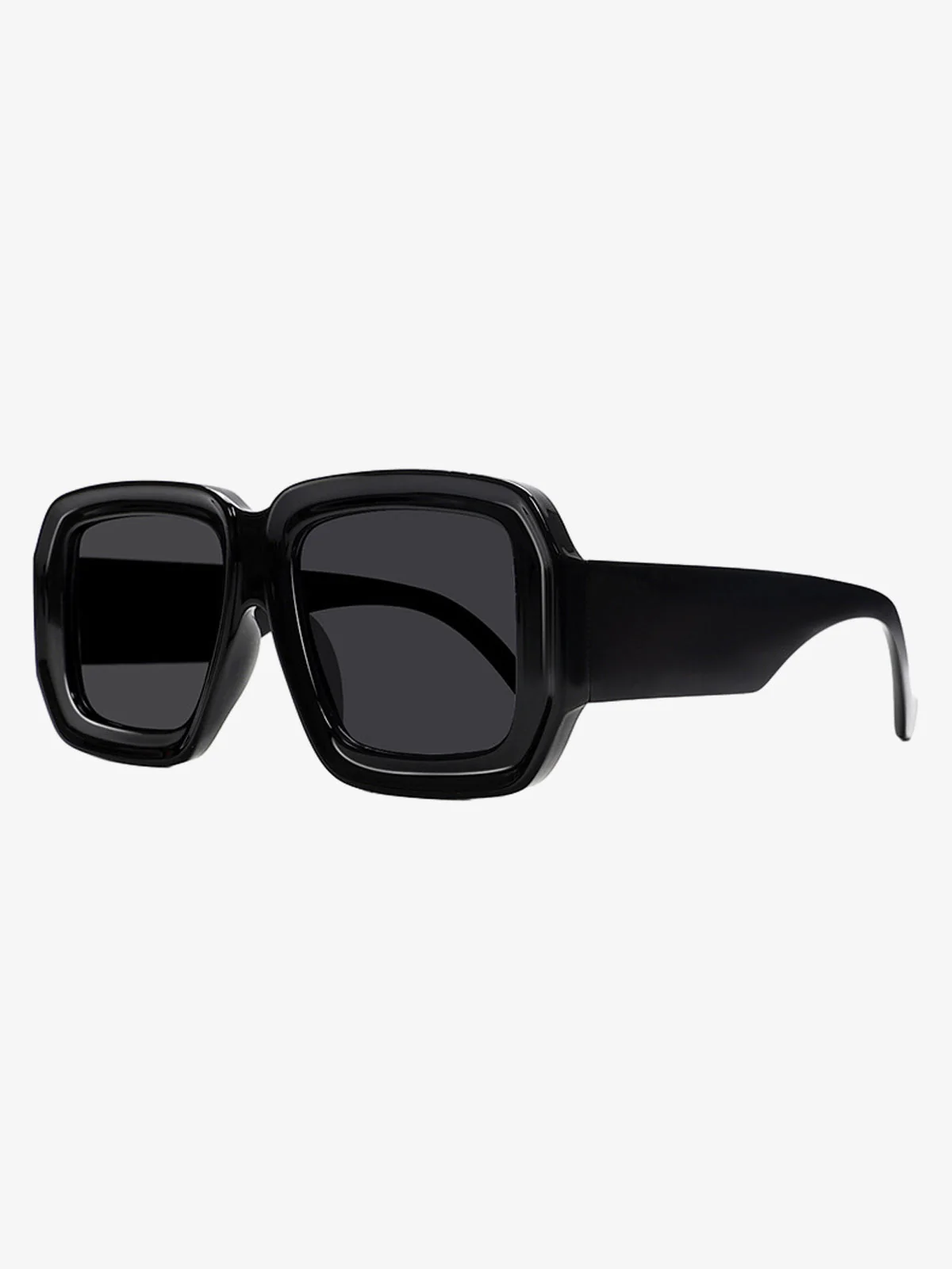 Retro Square Frame Wide Temple Sunglasses - Image 5