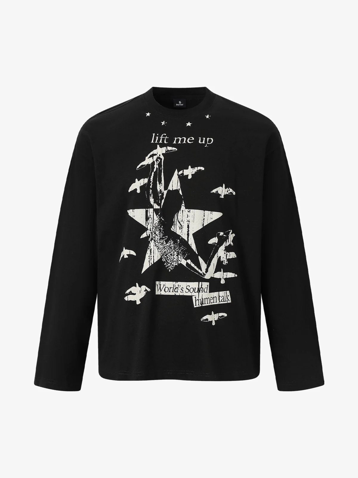 Retro Star Print Long-Sleeved T-Shirt