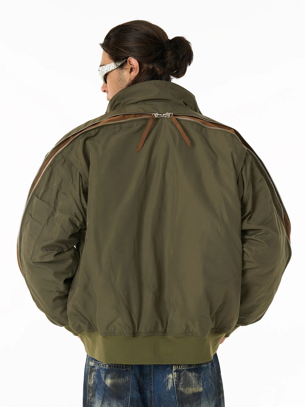 Retro Street Hip-Hop Zipper Design Bomber Jacket - Image 5