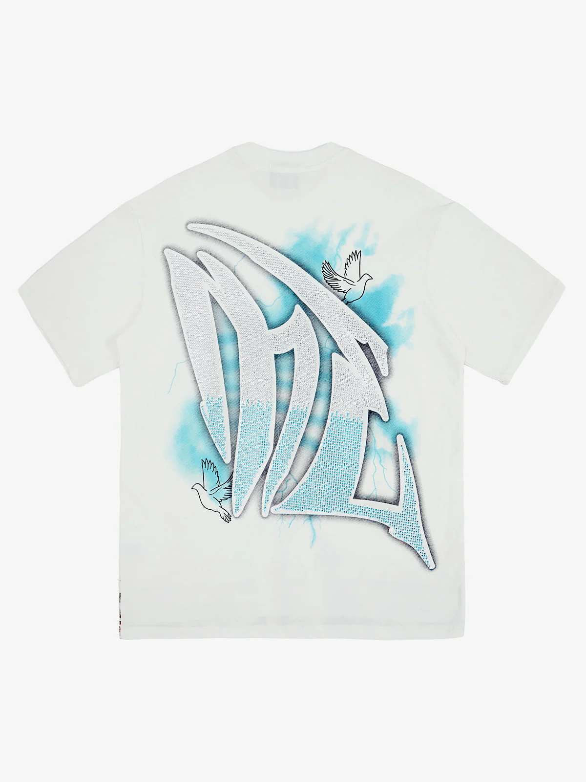 Retro Street Peace Dove Angel Rhinestone T-Shirt - Image 2