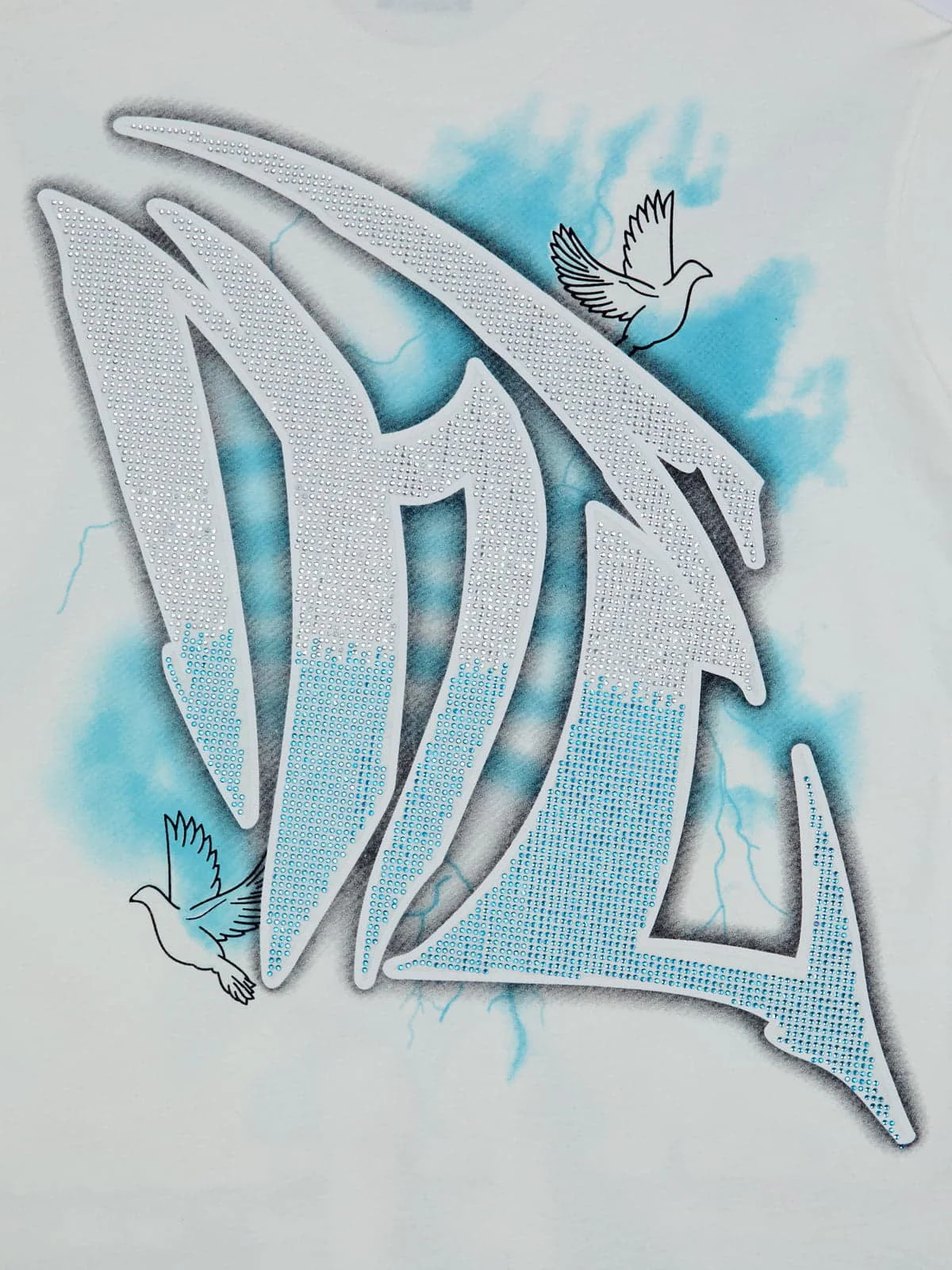 Retro Street Peace Dove Angel Rhinestone T-Shirt - Image 4