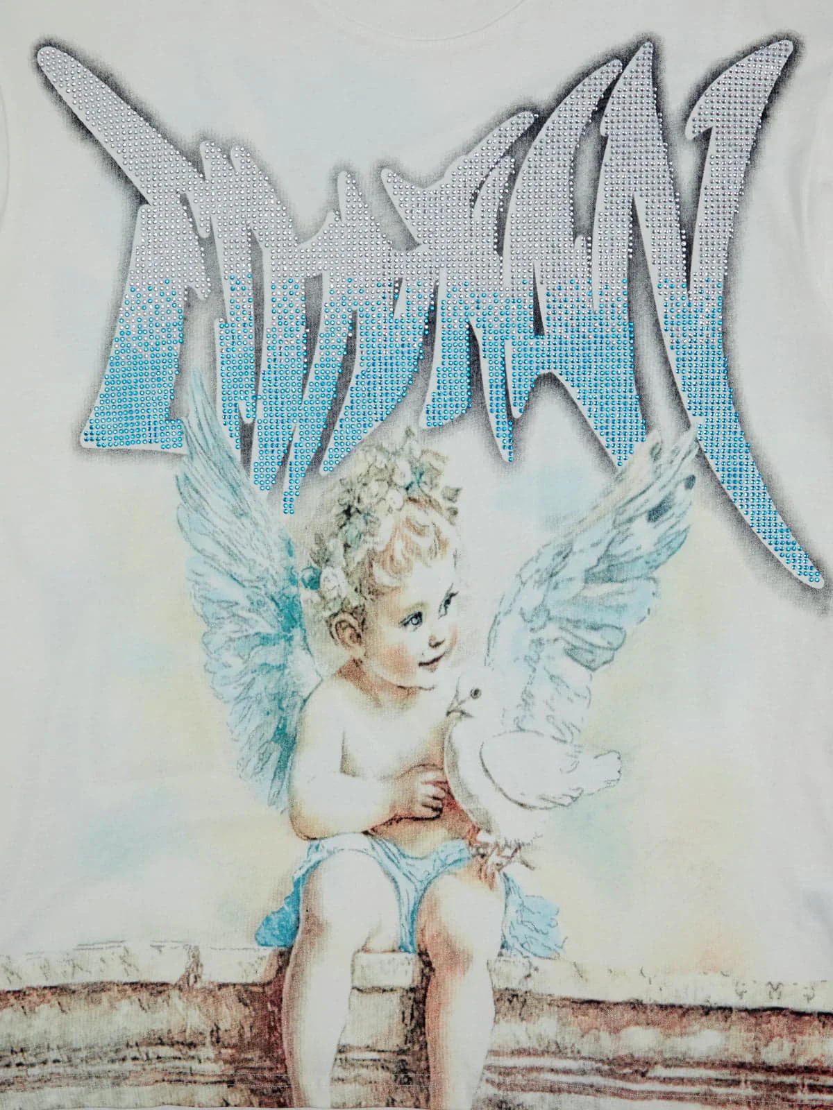 Retro Street Peace Dove Angel Rhinestone T-Shirt - Image 5