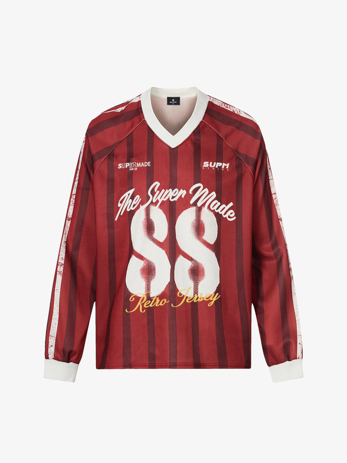 Retro Striped 88 Print Graphic Jersey Long-Sleeved T-Shirt