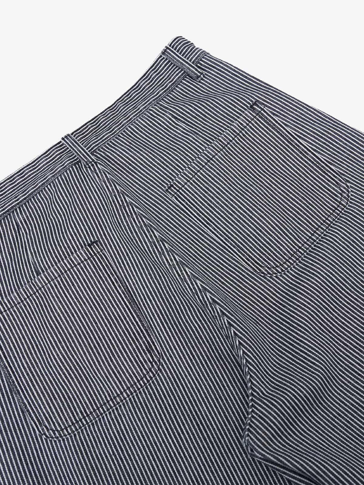 Retro Striped Colorblock Barrel Jeans - Image 6