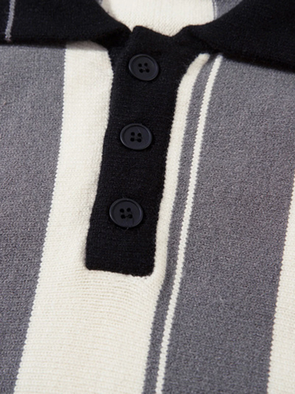 Retro Striped Polo Collar Sports Jersey Knit Sweater - Image 12