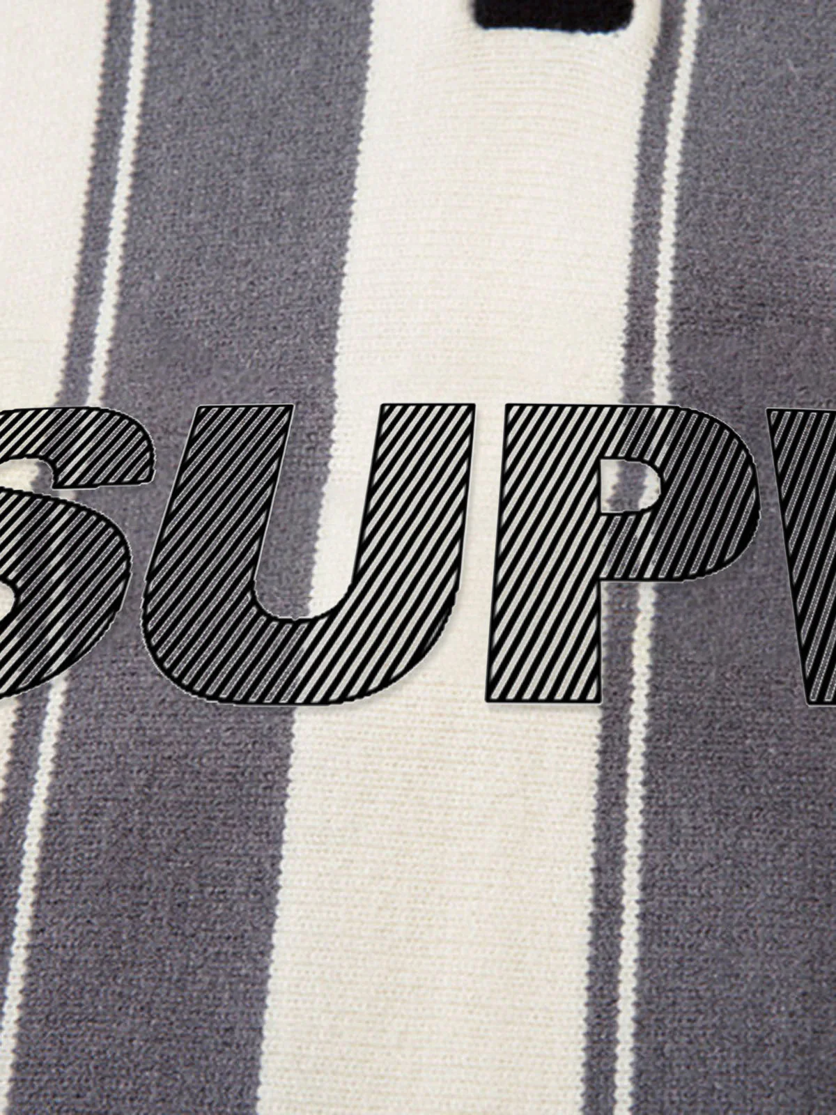 Retro Striped Polo Collar Sports Jersey Knit Sweater - Image 13