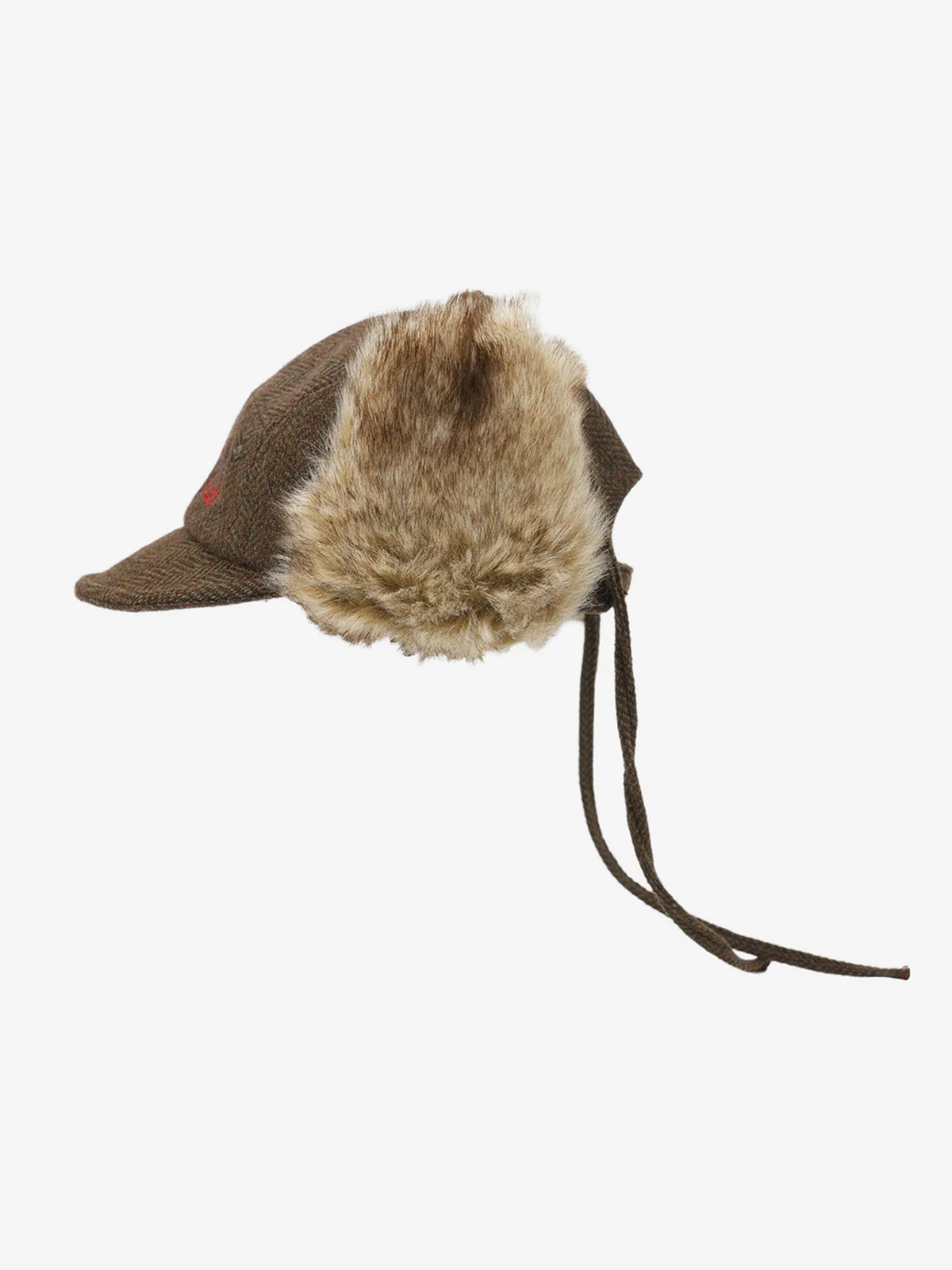 Retro Tweed Plush Earflap Embroidered Letter Cap - Image 5