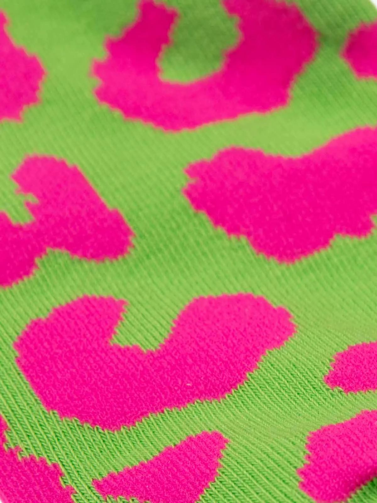 Retro Vibrant Leopard Print Color-Block Crew Socks - Image 5