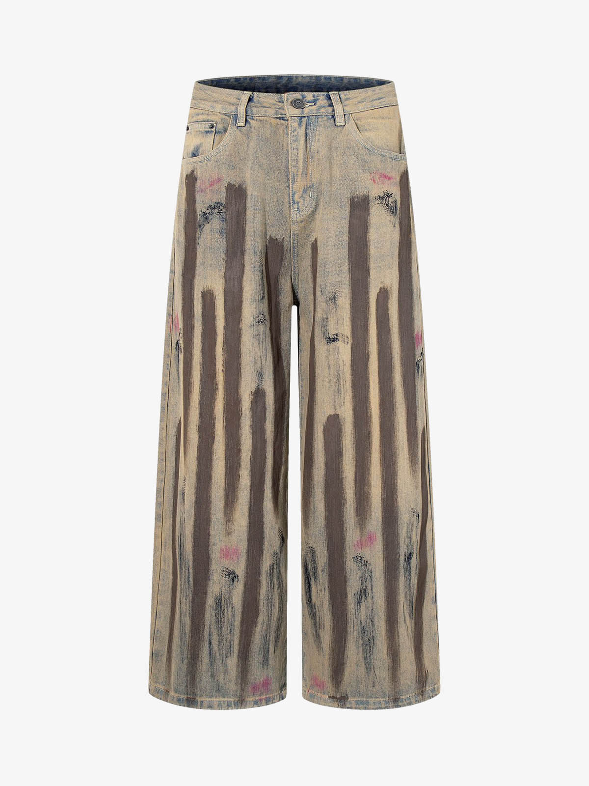 Retro Washed Brushstroke Baggy Jeans - Image 2
