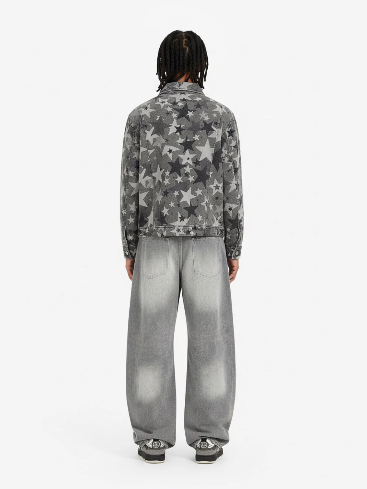 Retro Washed Distressed Curved Blade Wide-Leg Jeans - Image 5