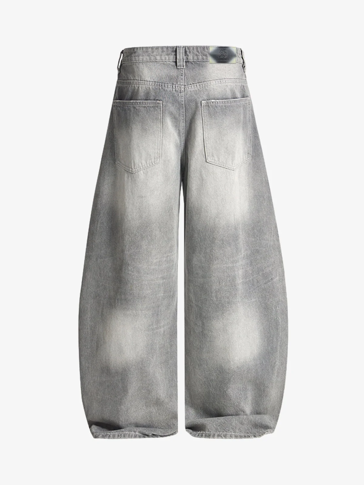 Retro Washed Distressed Curved Blade Wide-Leg Jeans - Image 6