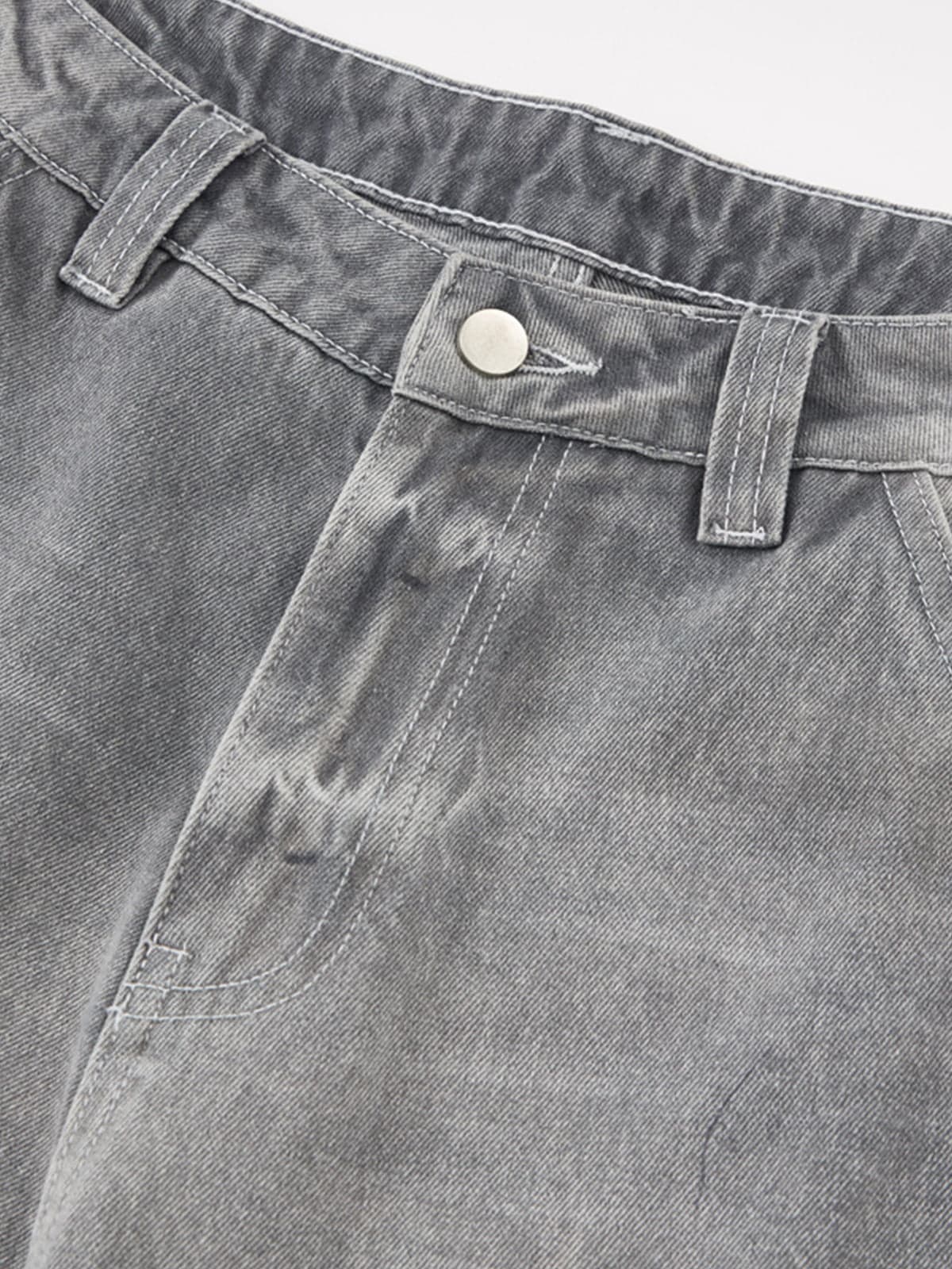Retro Washed Distressed Curved Blade Wide-Leg Jeans - Image 7