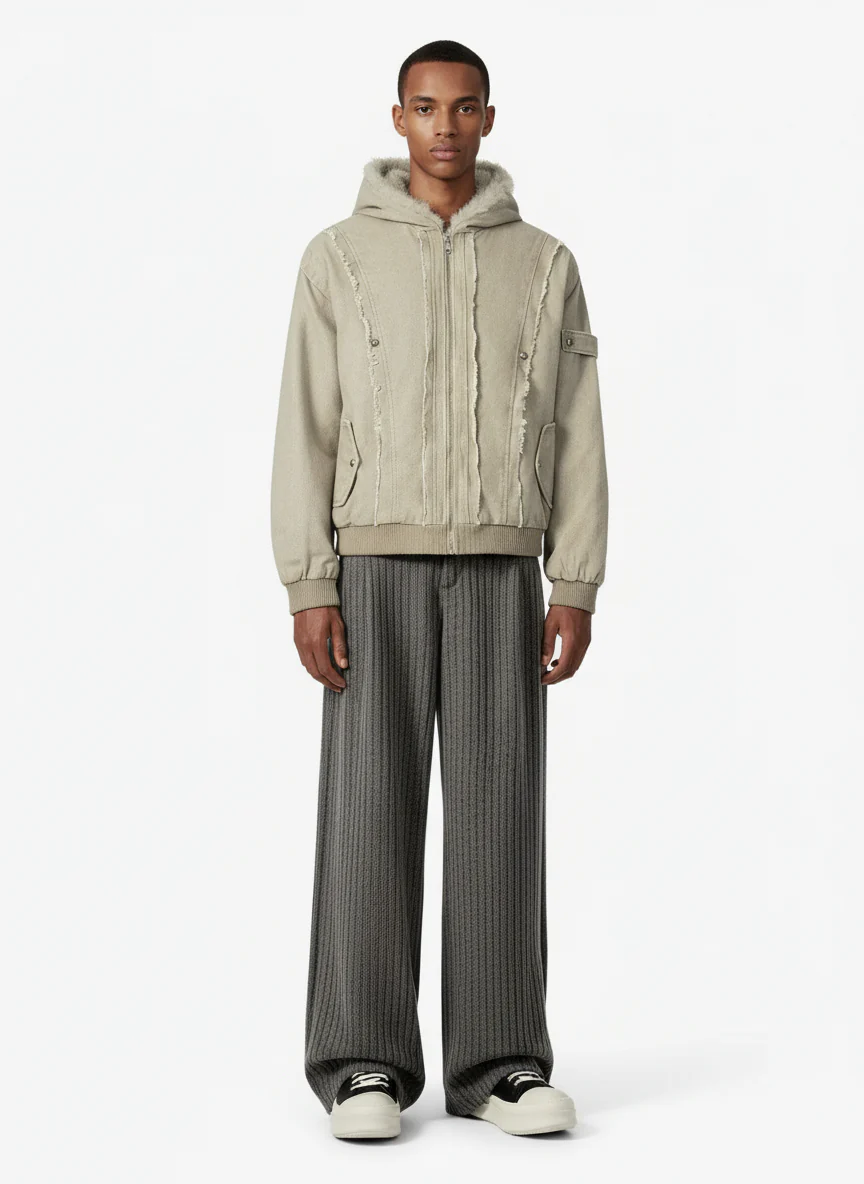Retro Wool Blend Pleated Baggy Trousers - Image 3