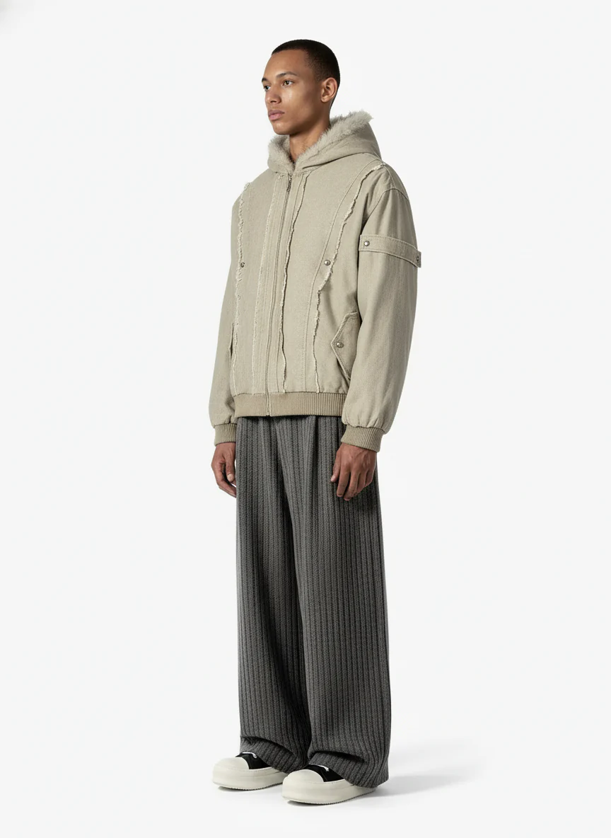Retro Wool Blend Pleated Baggy Trousers - Image 4