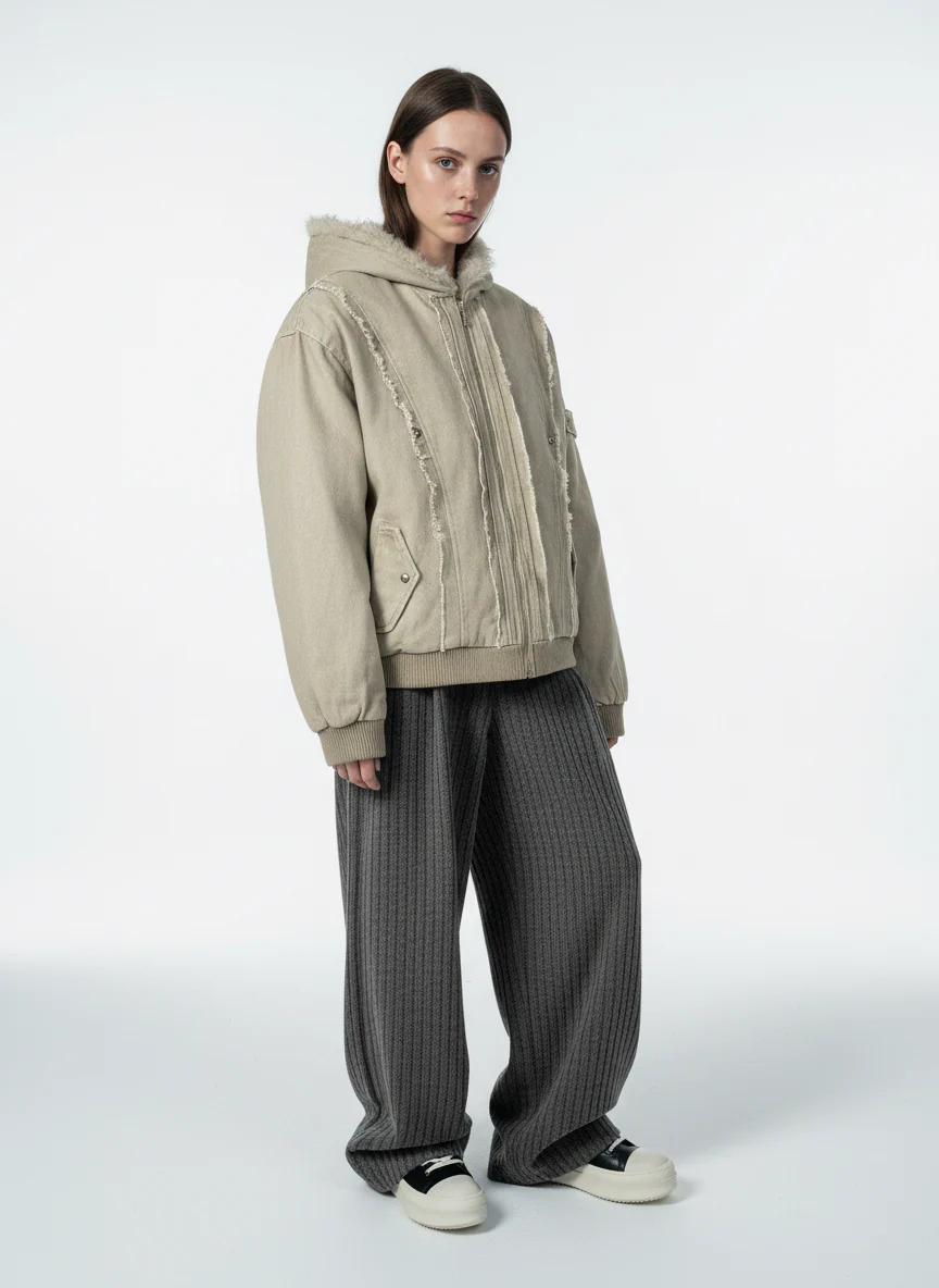 Retro Wool Blend Pleated Baggy Trousers - Image 7