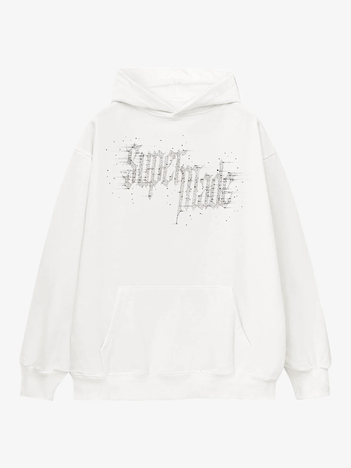 Rhinestone Distressed Letter Graphic Hoodie - Image 2