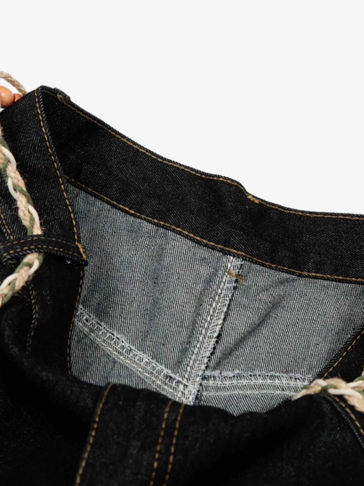Rope Detail Waist Wide Leg Denim Jeans - Image 4
