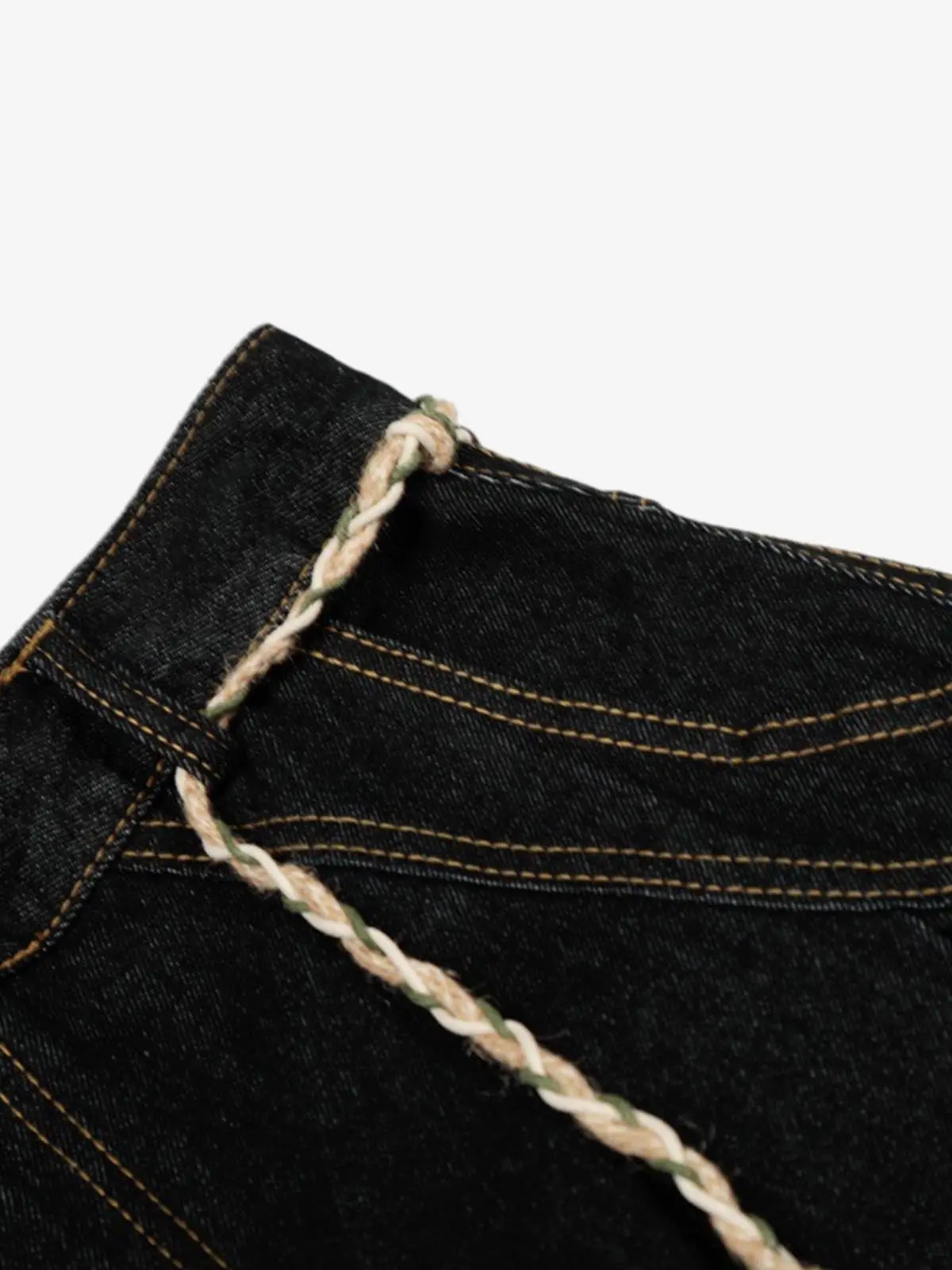 Rope Detail Waist Wide Leg Denim Jeans - Image 6