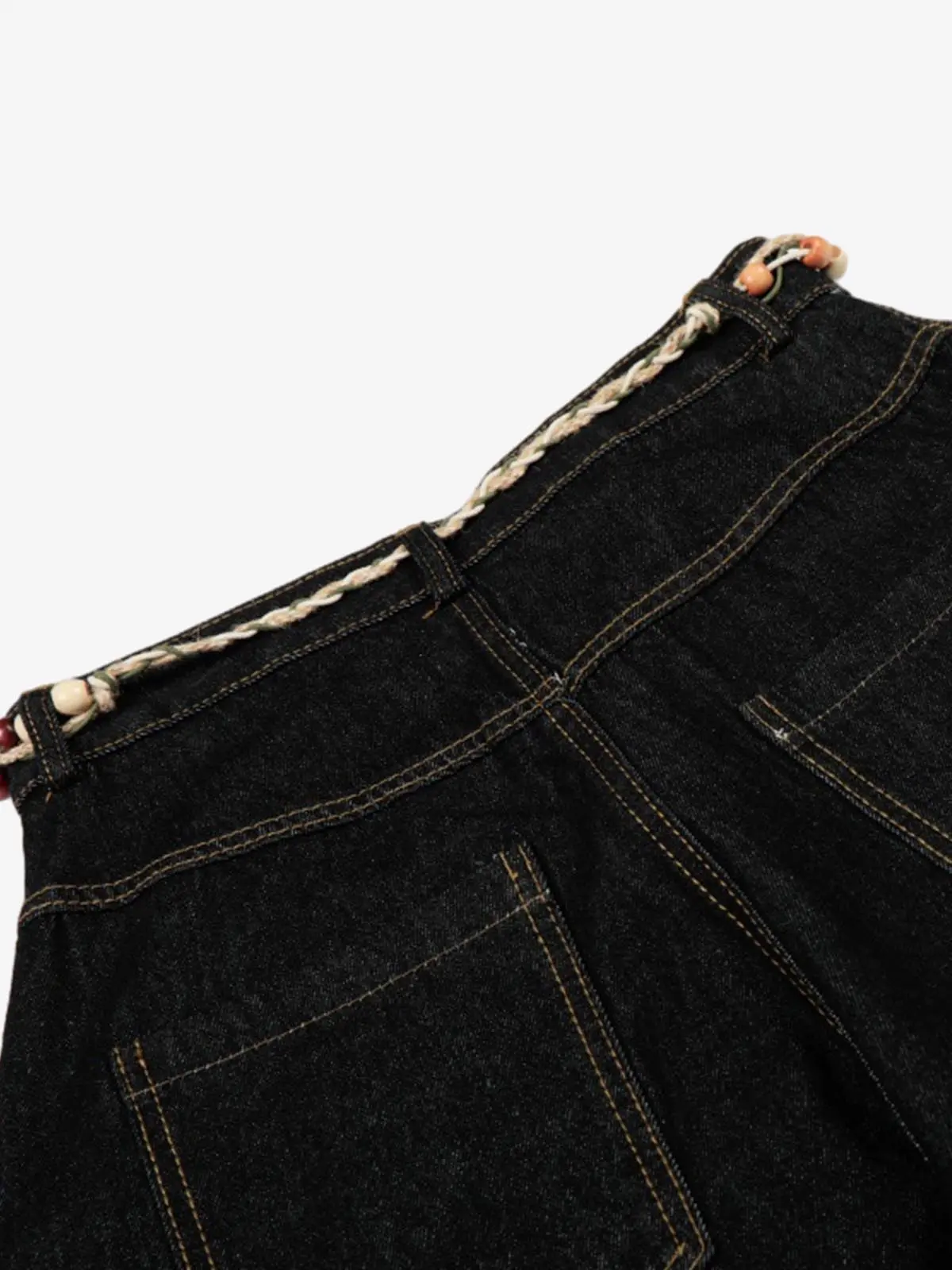 Rope Detail Waist Wide Leg Denim Jeans - Image 7