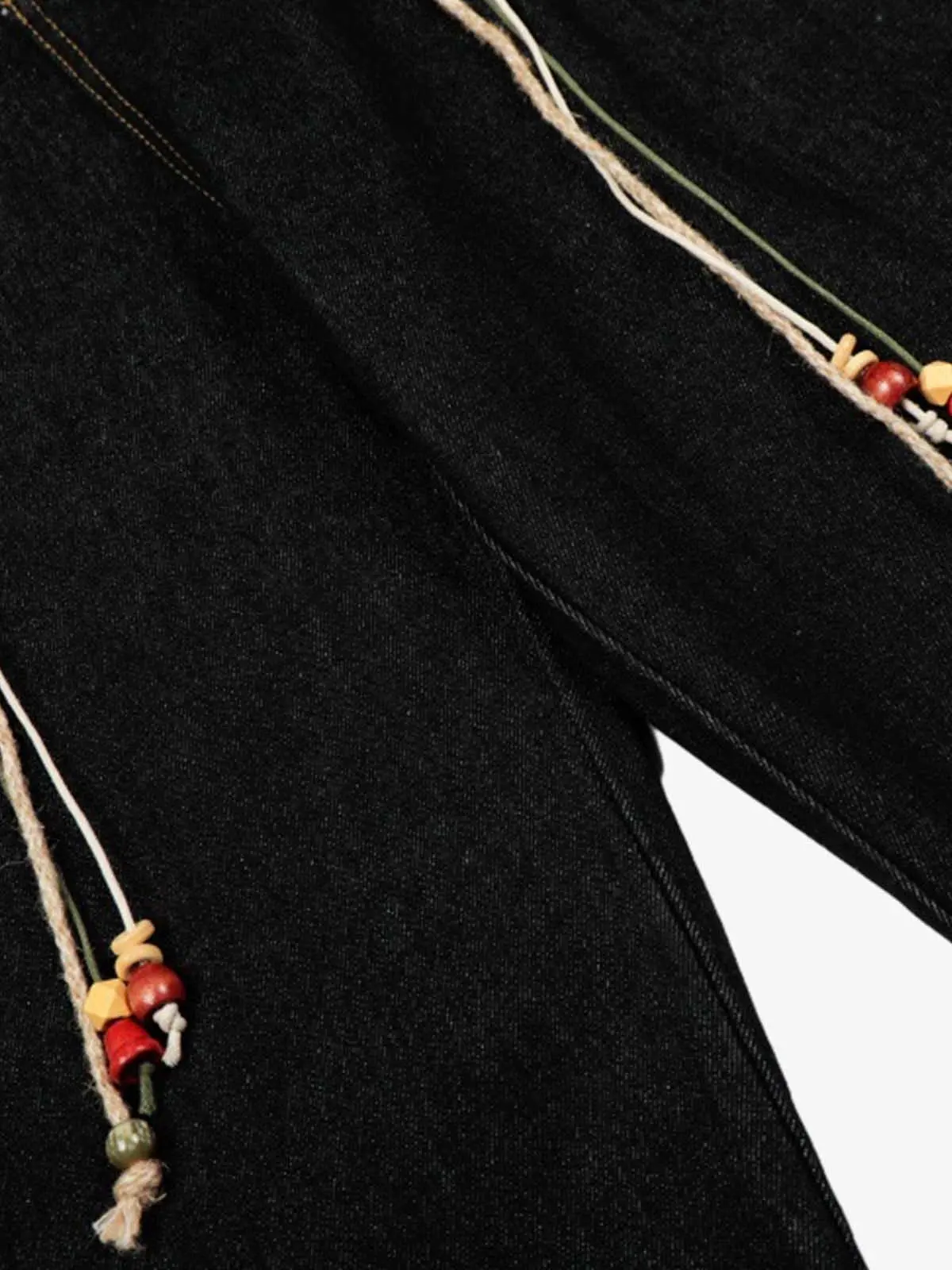 Rope Detail Waist Wide Leg Denim Jeans - Image 8