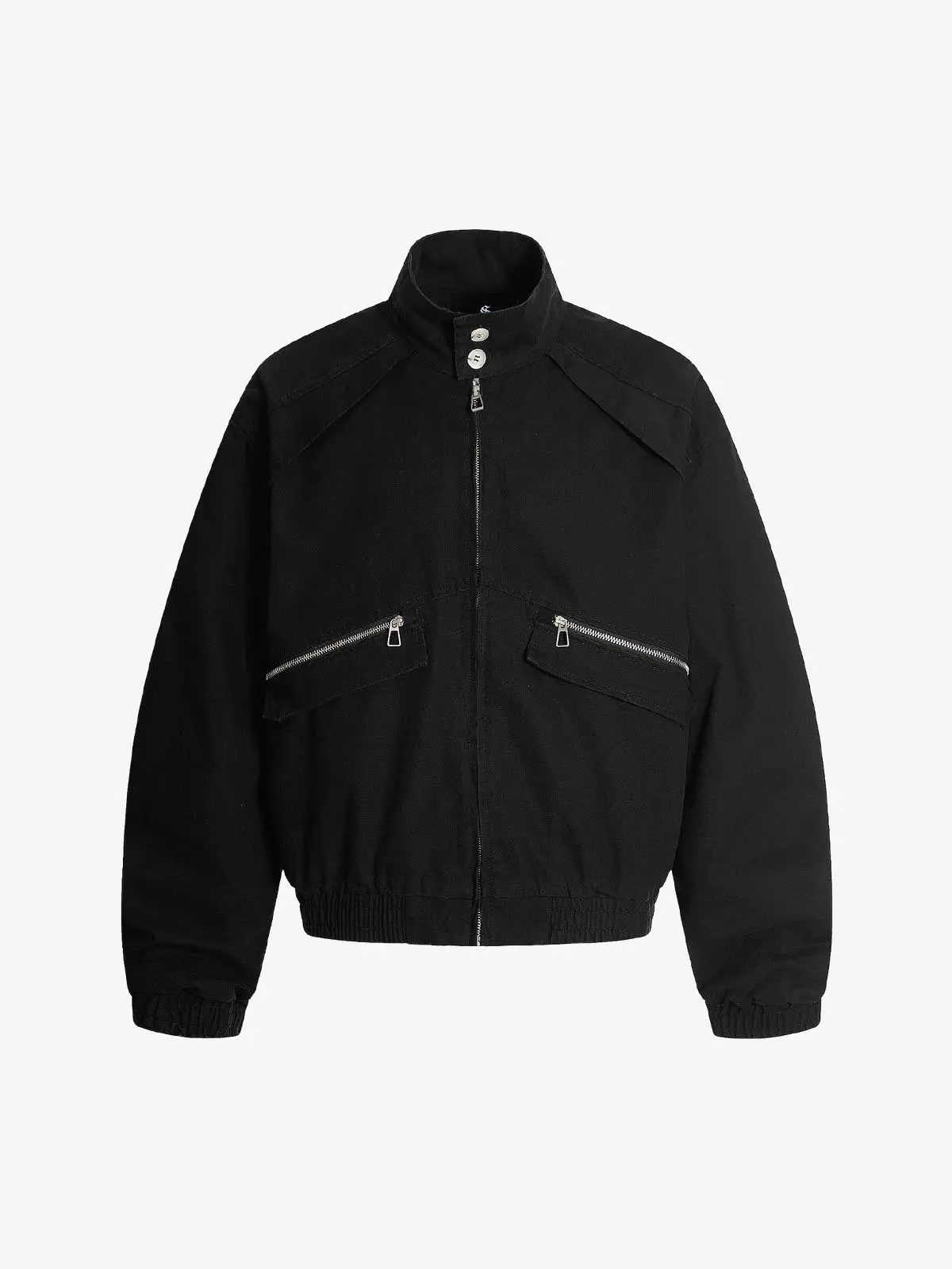 Ruched Sleeve Stand Collar Zip Jacket - Image 2