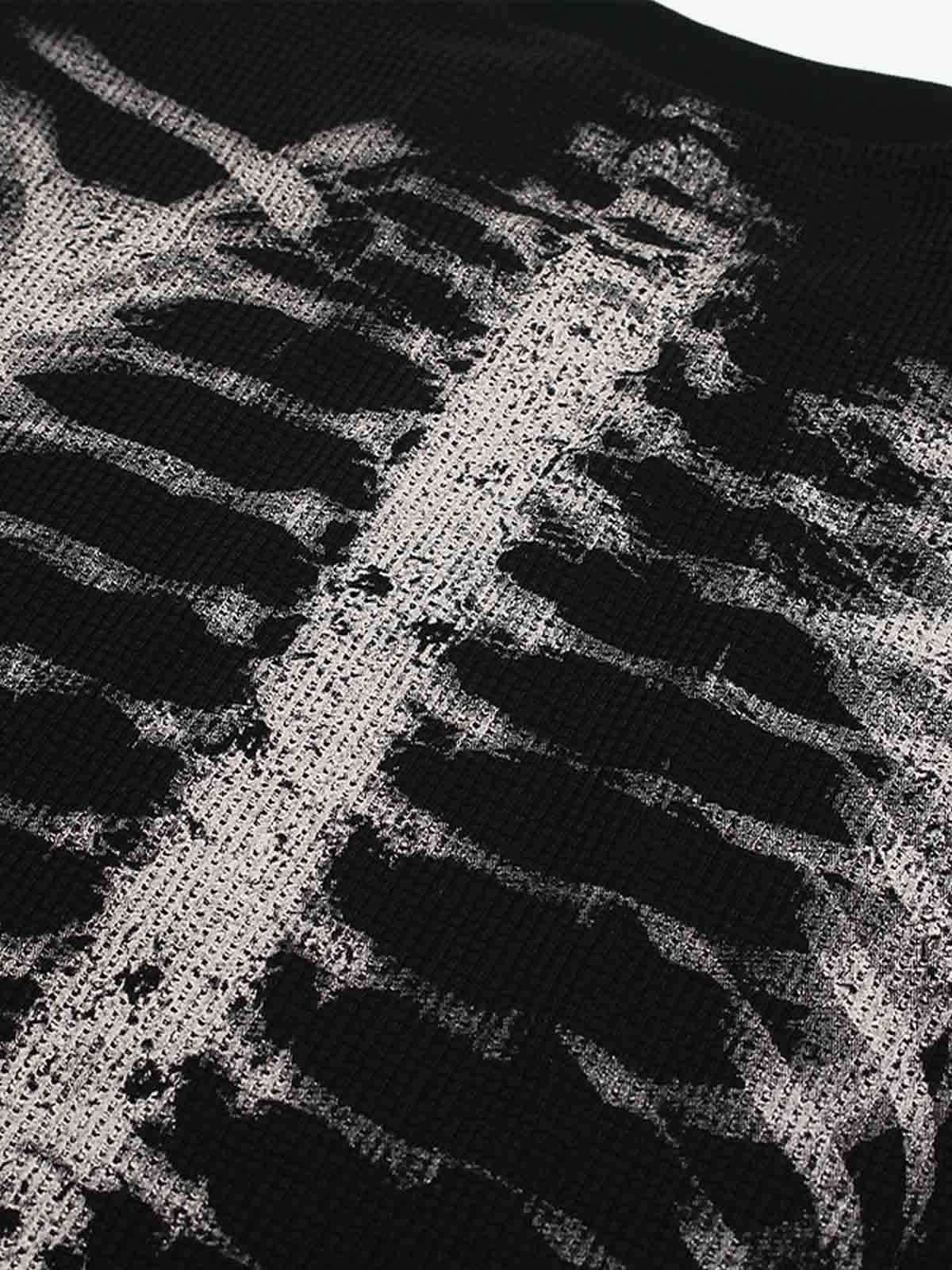 Skeleton Graphic Waffle Sweatshirt - 2495 - Image 11