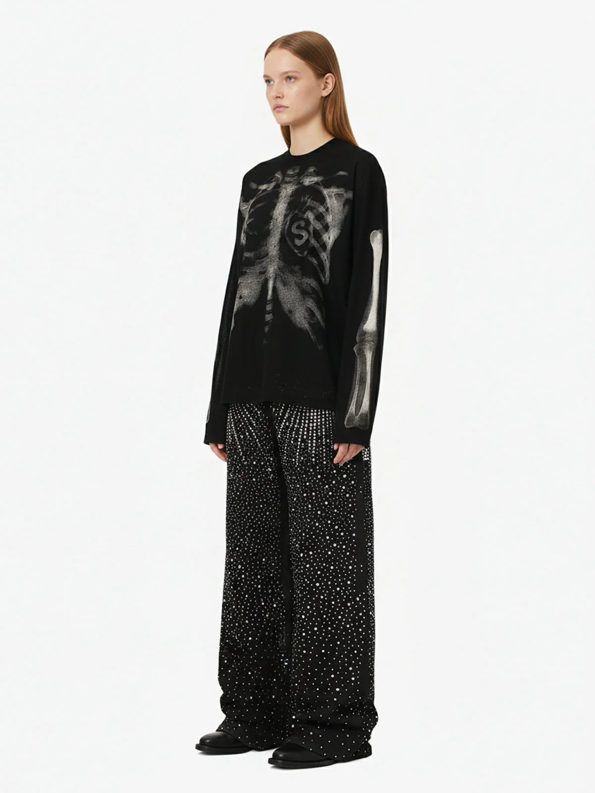 Skeleton Graphic Waffle Sweatshirt - 2495 - Image 7