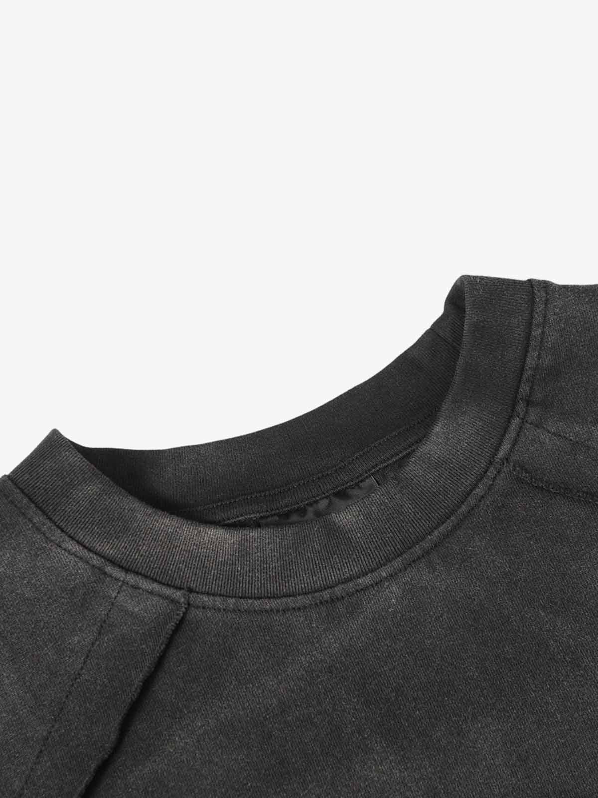 Spray Washed Raw Edge Raglan Knit T-Shirt - Image 7