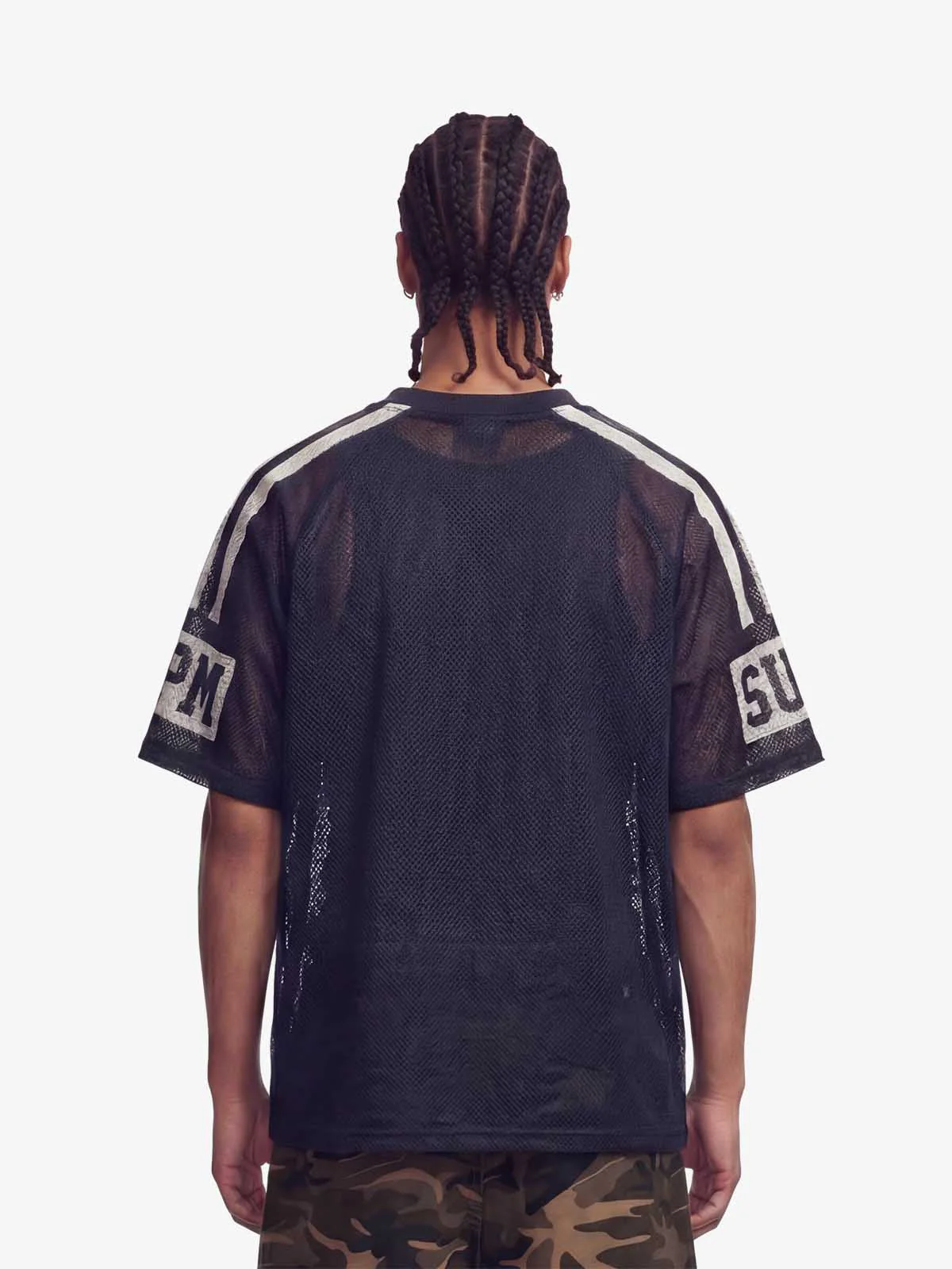 Star Design Number 8 Cropped Sleeve Stripes Jersey T-Shirt - Image 3